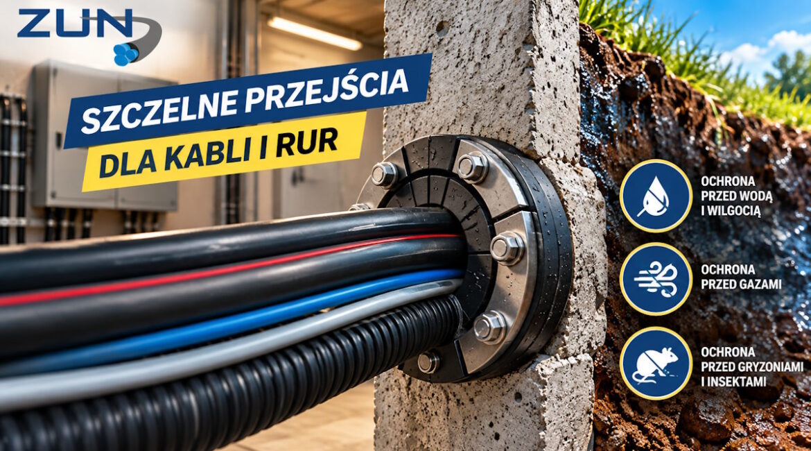 Gumowy wkład uszczelniający przejście kabli i rur przez ścianę betonową – ZUN
